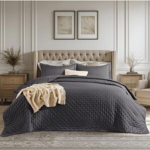 Bedsure California King Quilt - Charcoal Bedspread. Lightweight, All Season